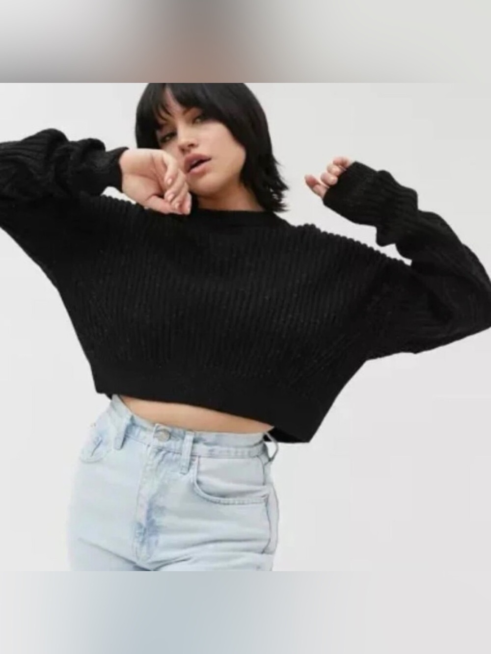 Urban Outfitters Women’s Black Big Sur Ribbed Pullover Sweater, Size Small